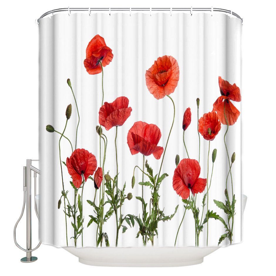 Шторы с красными цветами