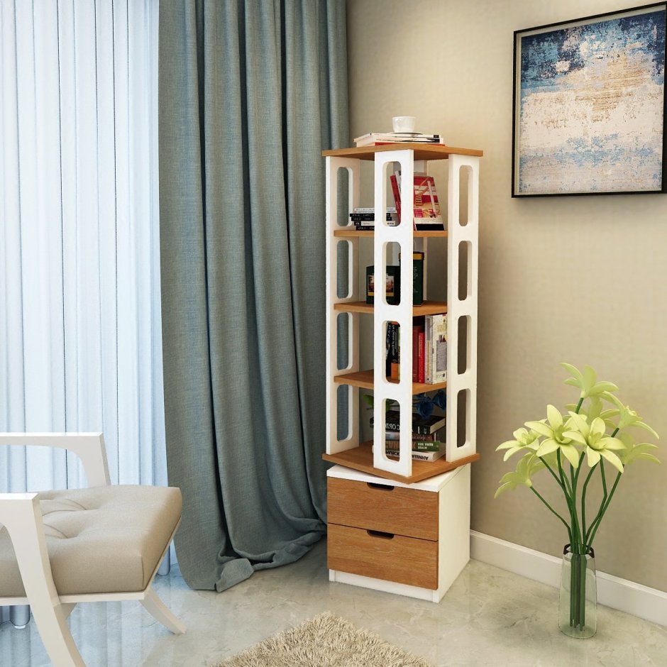Угловой стеллаж в комнату