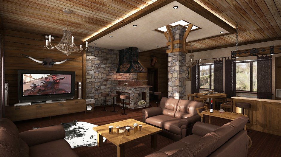 Охотничий дом рустикальный стиль