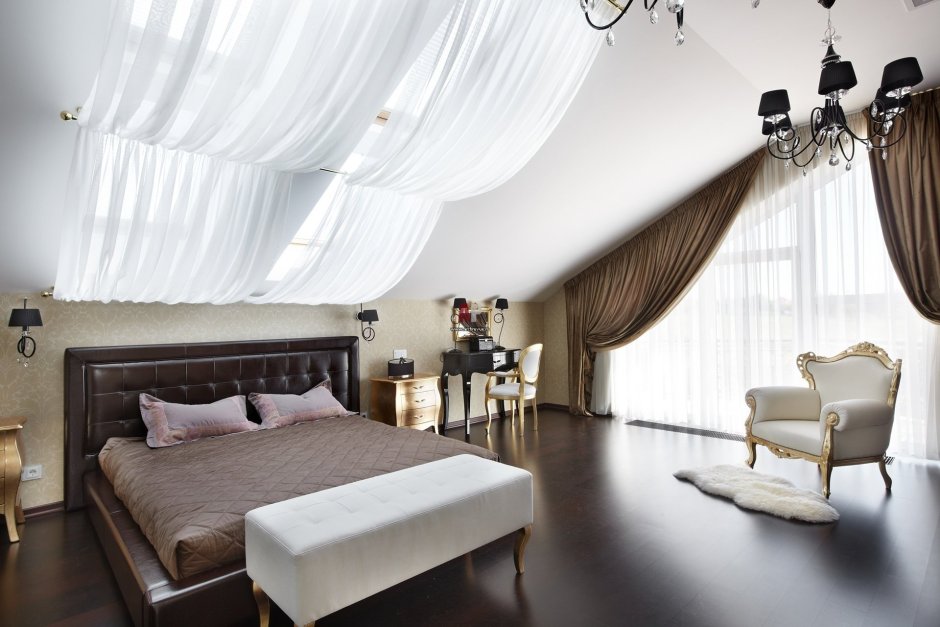 Шторы на мансарде