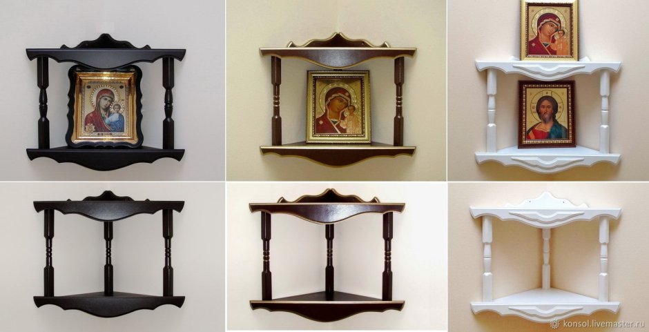Угловые полки для икон из дерева
