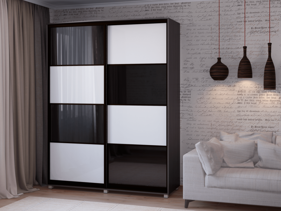 Шкаф купе бело черный