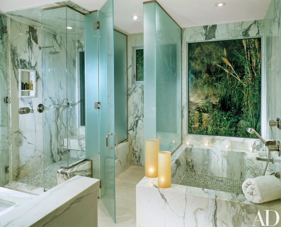 Ванная комната зелень с мрамором