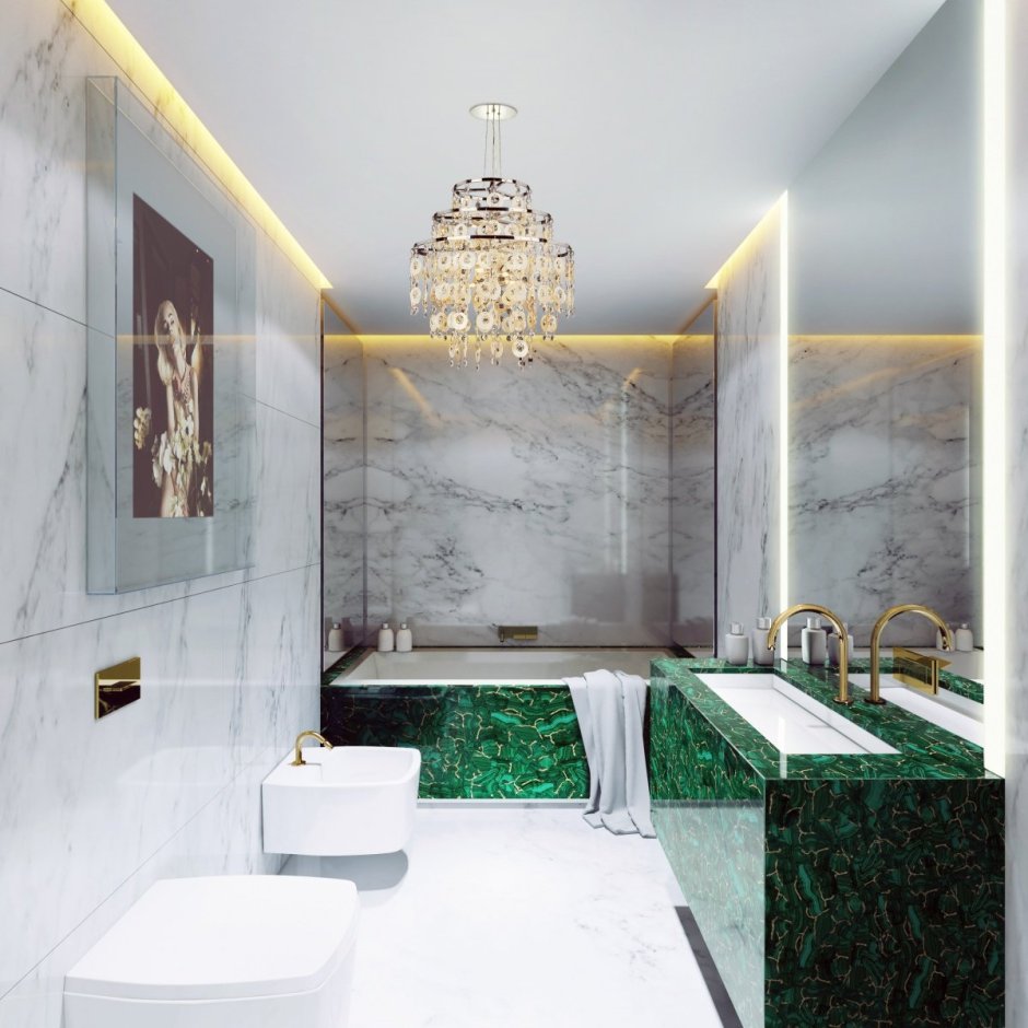 Ванна малахит мрамор