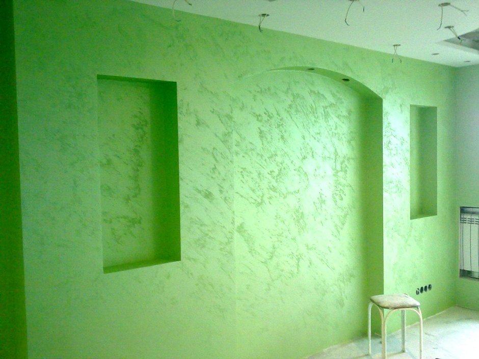 Декоративная штукатурка в зеленых тонах
