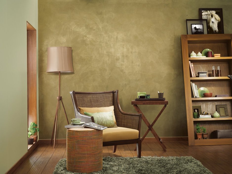 Декоративная штукатурка фисташкового цвета