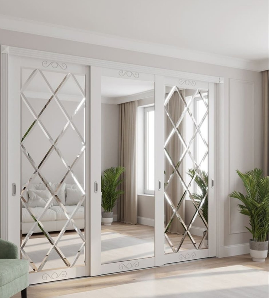 Шкаф купе зеркальный с фацетом