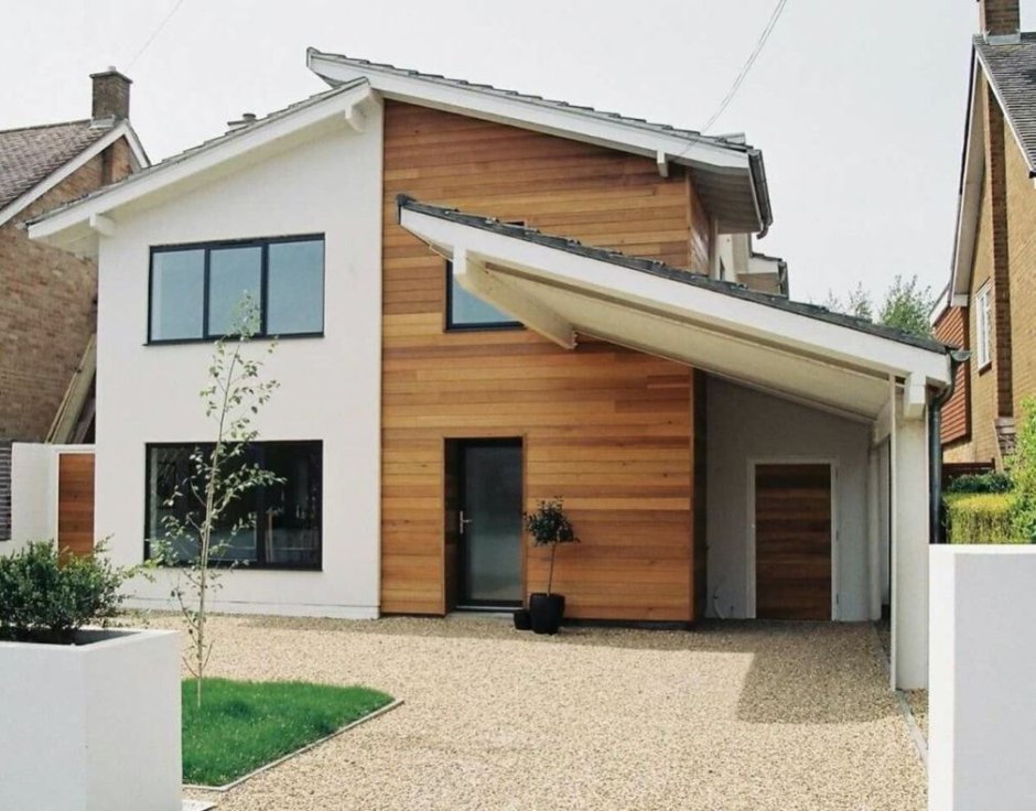 Деревянные вставки на фасаде