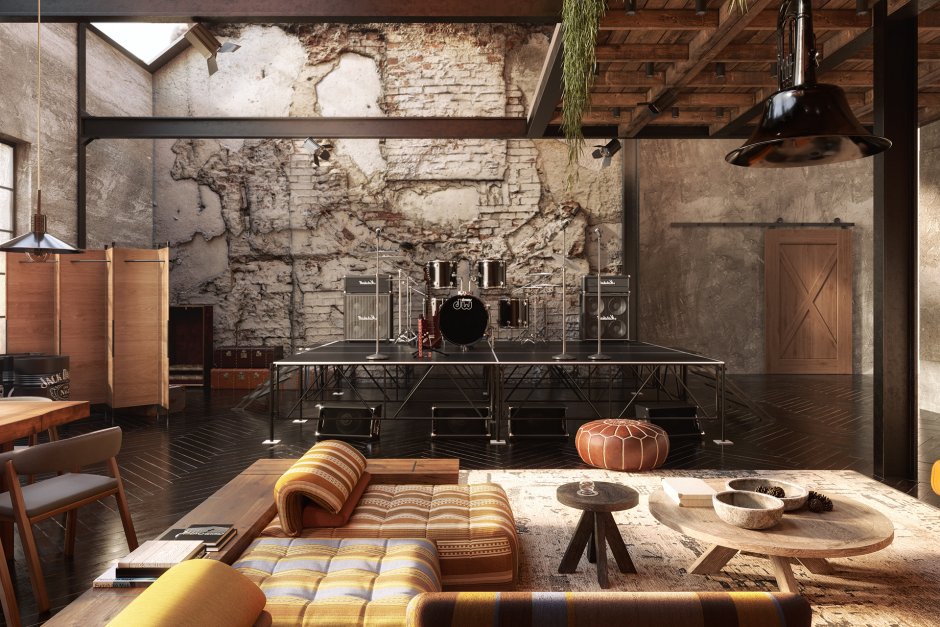 Интерьер подвального помещения