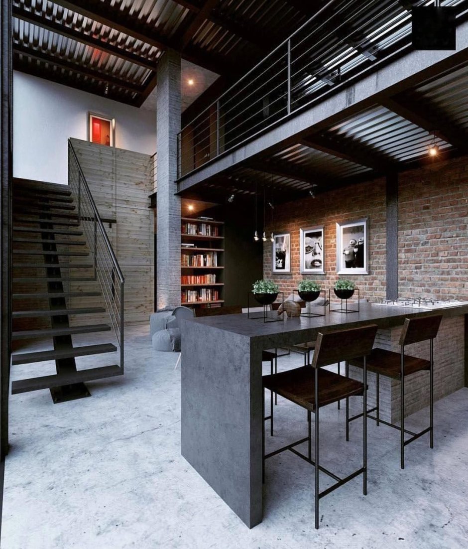 Цокольный этаж в стиле лофт