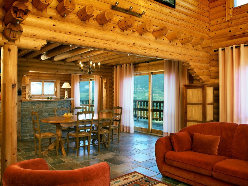 Финский дом из бревна интерьер