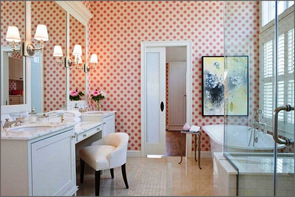 Интерьер ванной в горошек