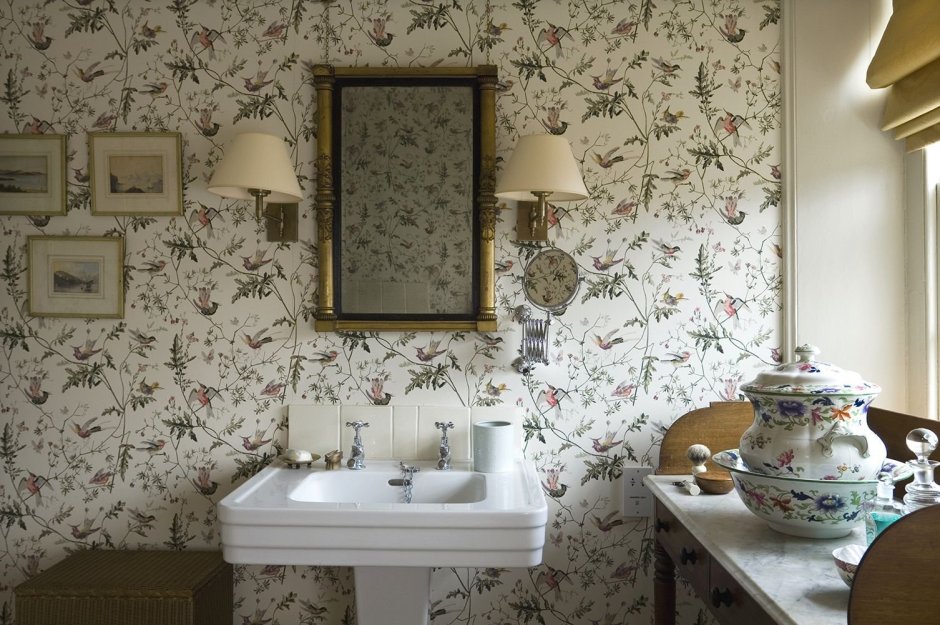 Ванная с обоями в стиле Прованс