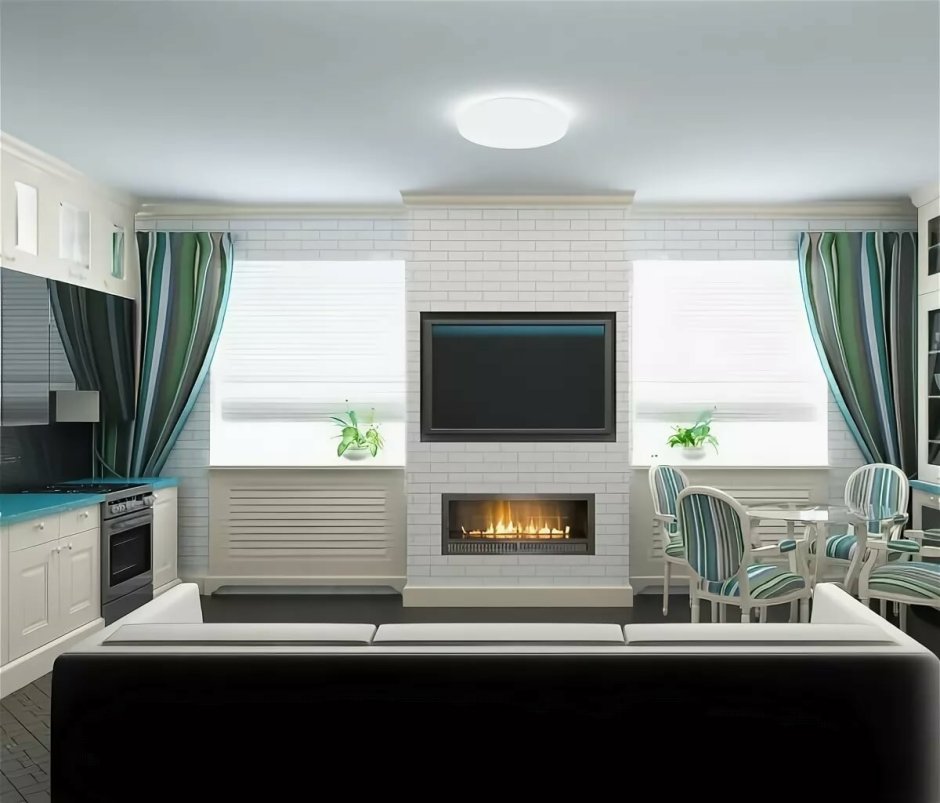 Кондиционер в интерьере в гостиной