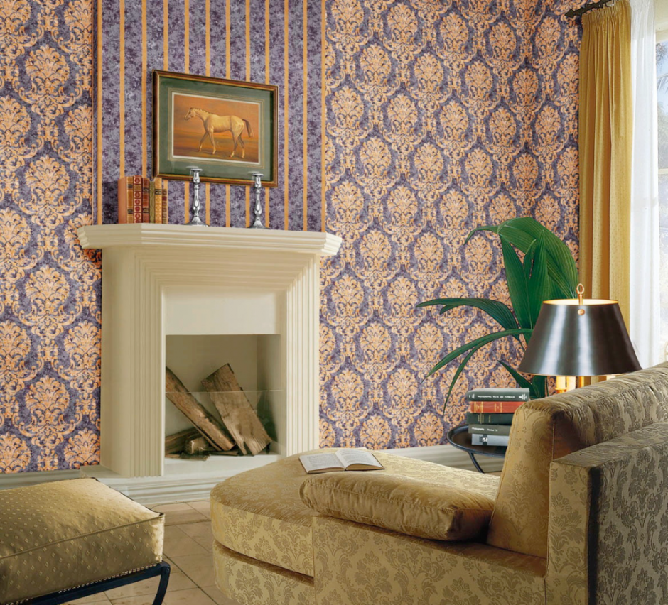 Обои компаньоны в интерьере зала