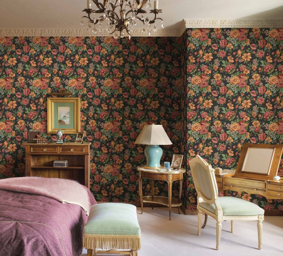 Обои под гобелен в интерьере