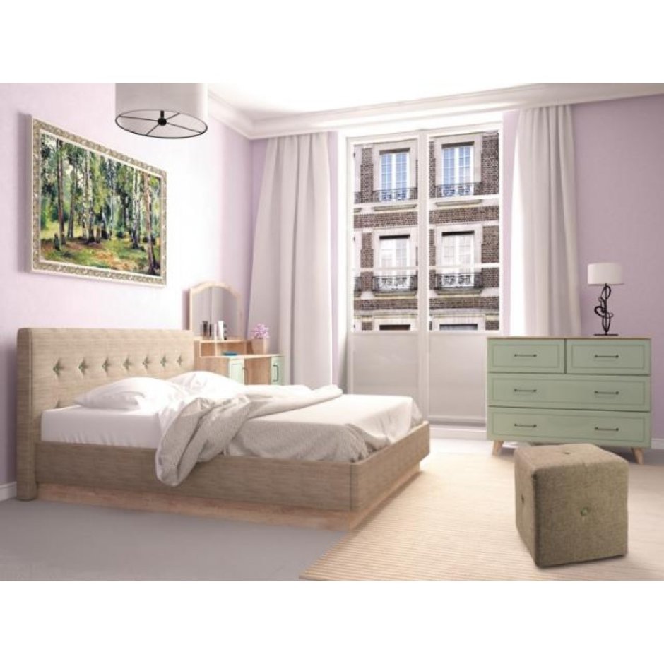 Комод Ханна м3 дуб Баррик/зеленая Резеда