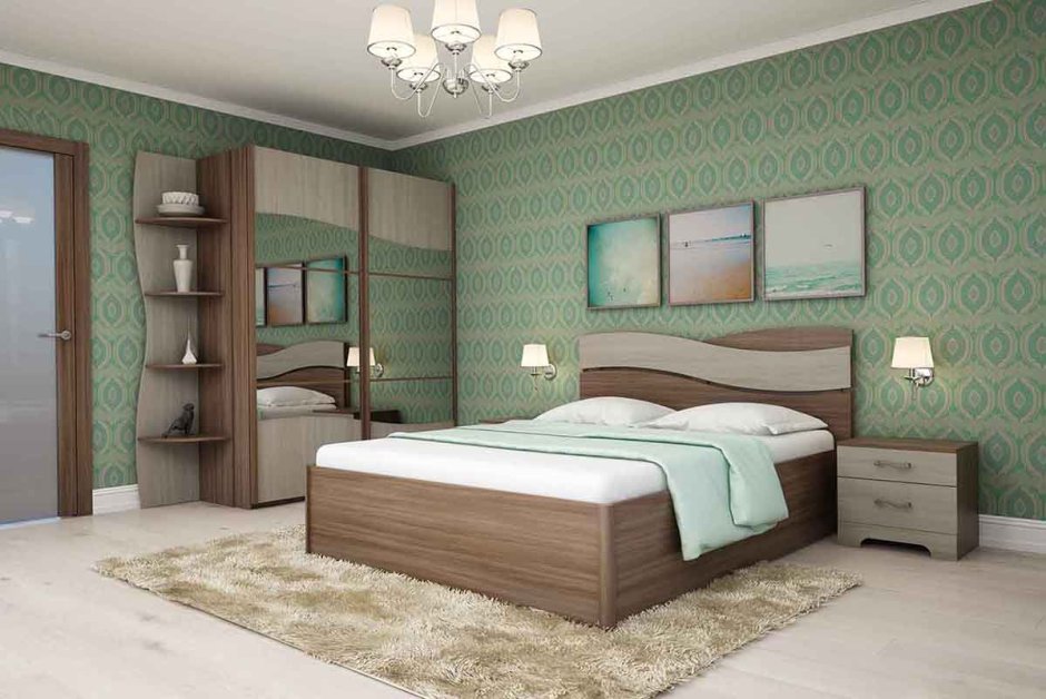 Спальная мебель зеленого цвета