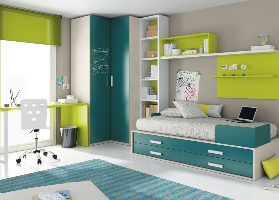 Спальня в цвете лайм