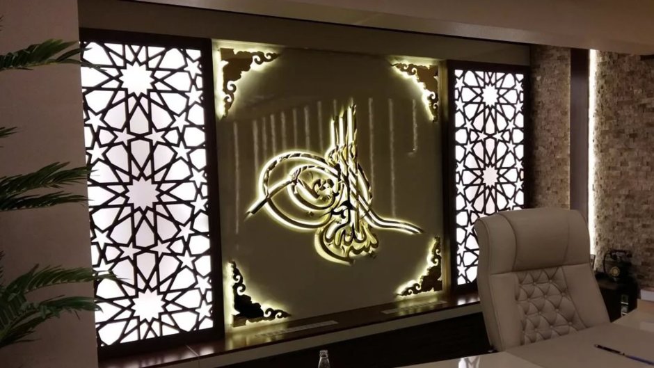 Стеклянное панно на стену с подсветкой