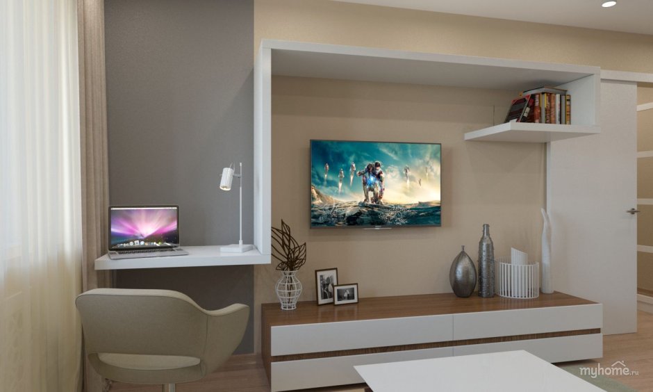 Рабочее место под телевизором