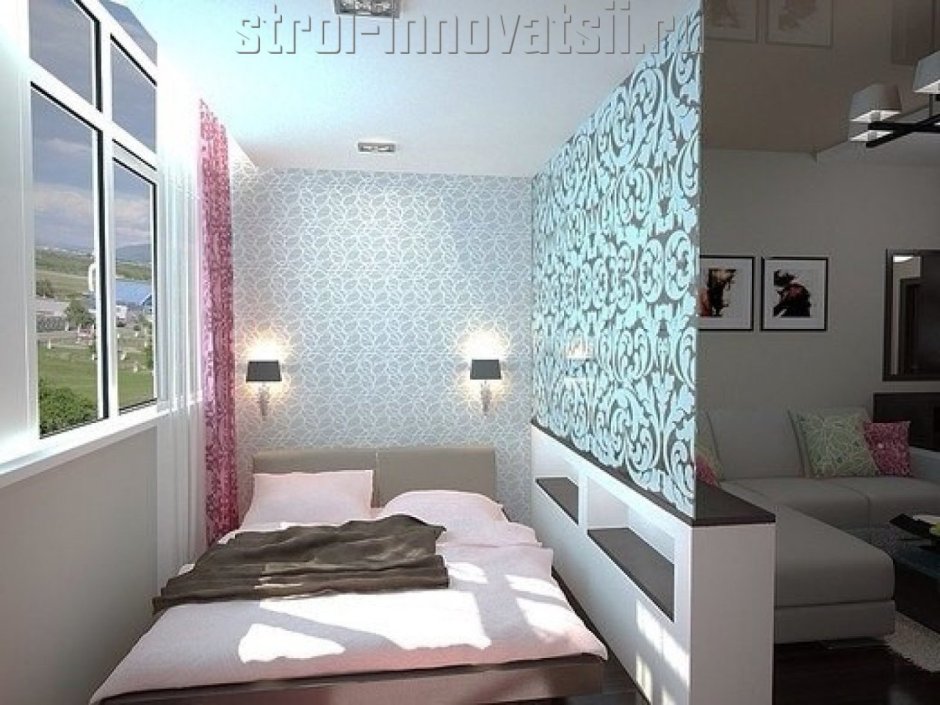 Интерьер в однокомнатной квартире с карманом