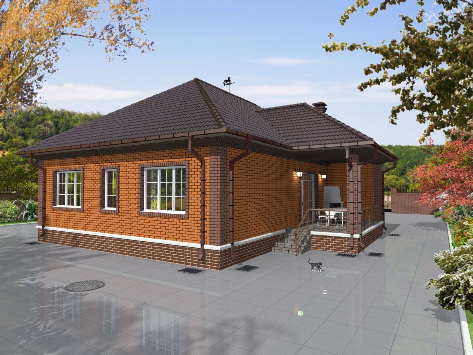 Одноэтажный дом 120кв с террасой