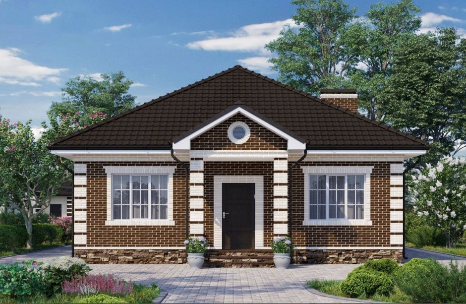 Фасады одноэтажных домов из газобетона