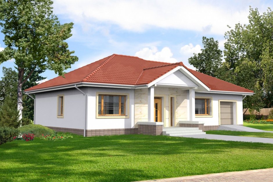 Одноэтажный кирпичный дом