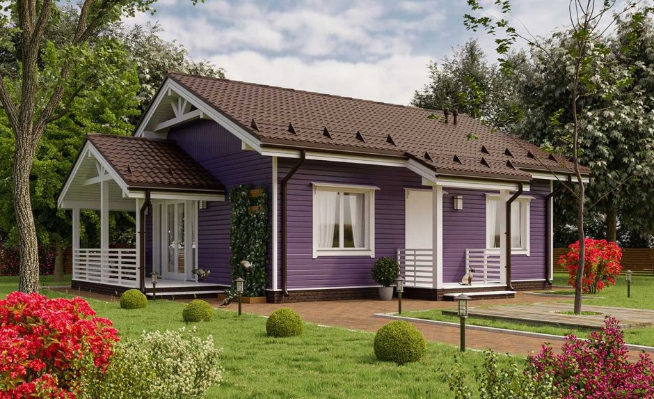 Одноэтажный дом с крыльцом