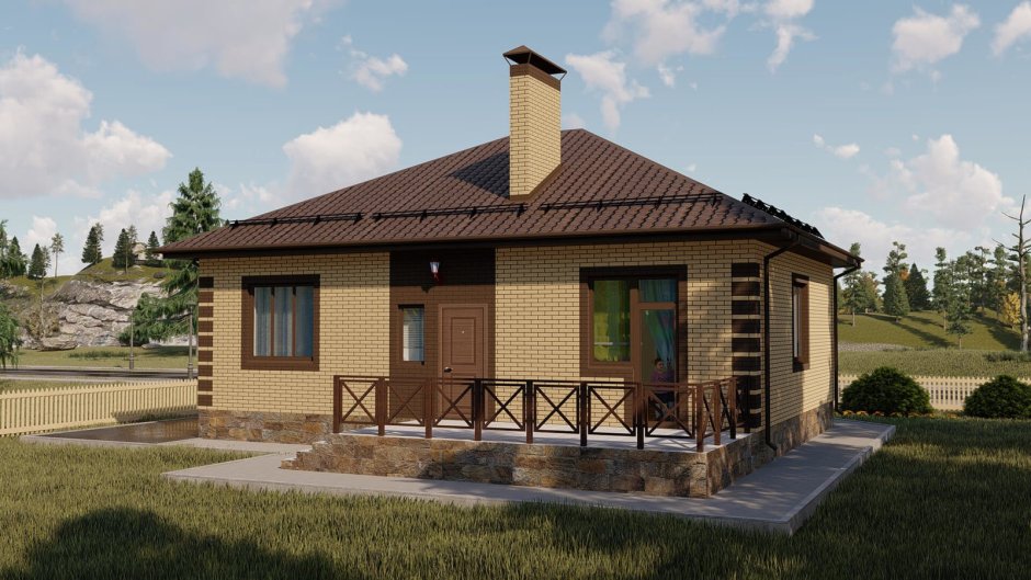 Проект z10 одноэтажный дом с террасой