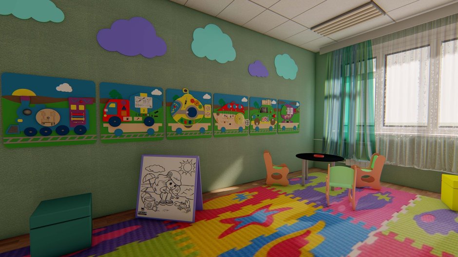 Интерьер стен в детском саду