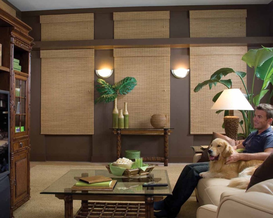 Бамбук в интерьере гостиной