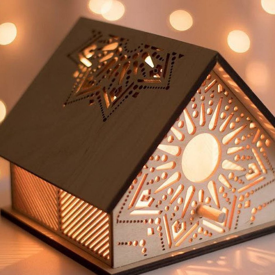 Ночник домик из дерева