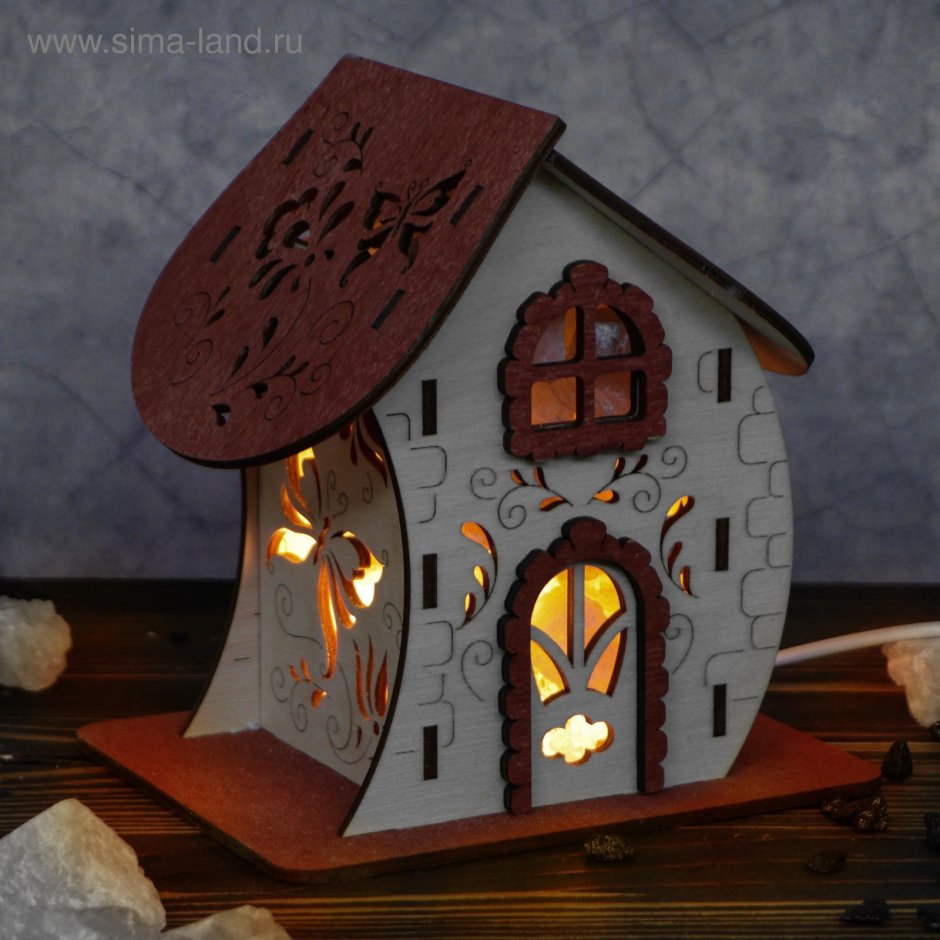 Домик светильник из фанеры