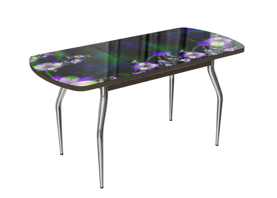 Стол раздвижной стеклянный с фотопечатью волна, 1100/1500х700х777