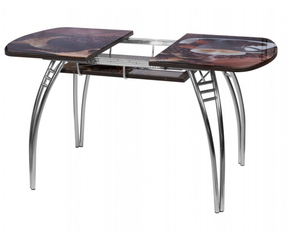 Стол кухонный раскладной 1100x700x760 фотопечать "кофе тайм" на ногах "паук"