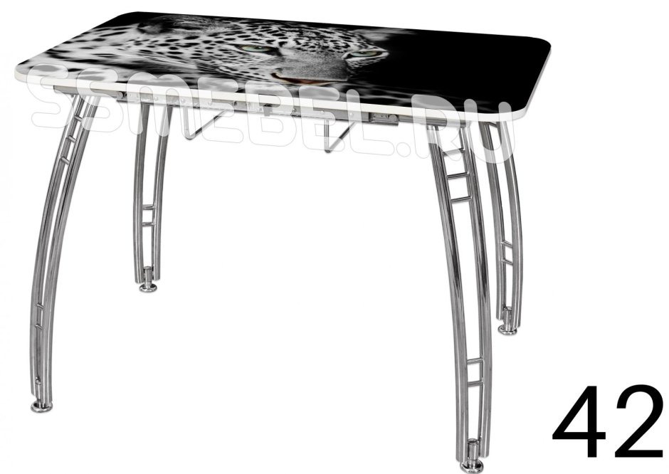 Стол с фотопечать, ножки хром