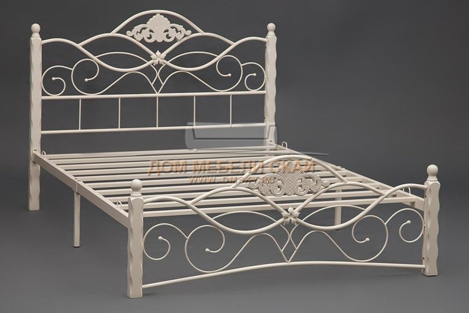 Кровать кованая Канцона Canzona белая основание 120 см x 200 см