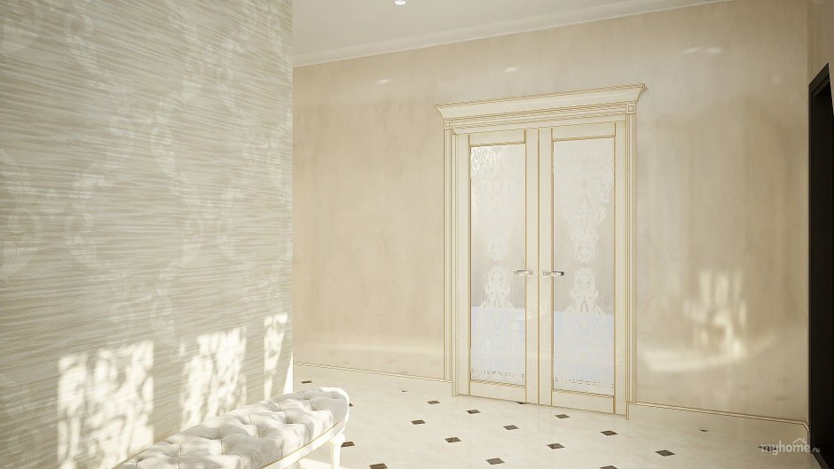 Венецианская штукатурка под мрамор в коридоре