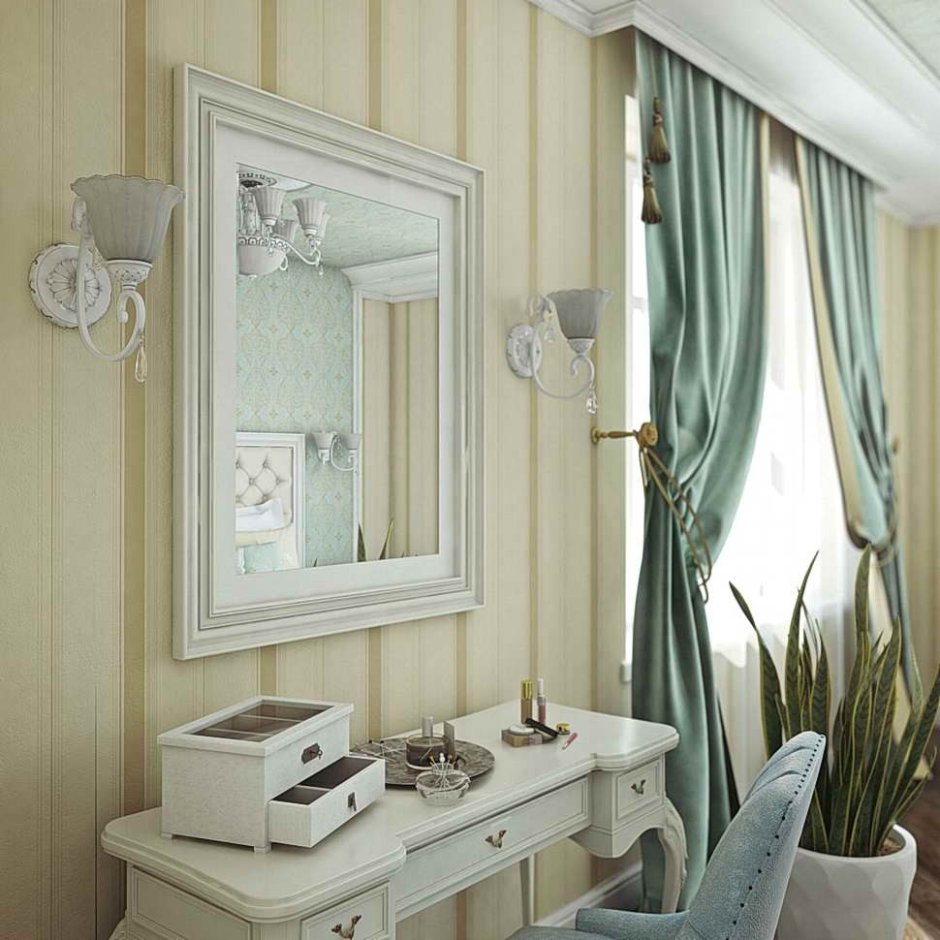 Туалетный столик с зеркалом в гардеробной