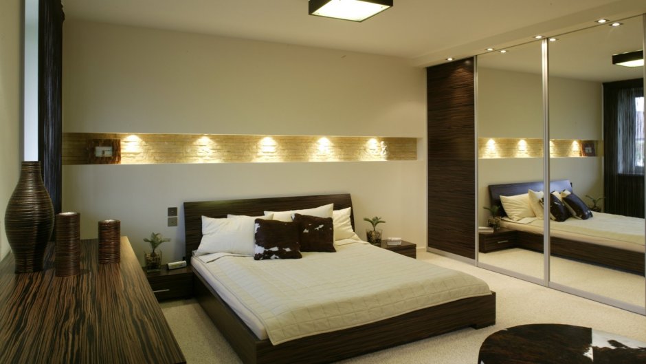 Настенные светильники в интерьере спальни