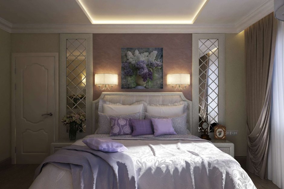 Телевизор на стене в спальне