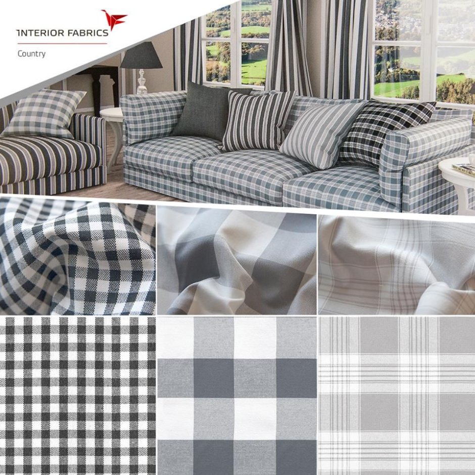 Диван в клетку в интерьере