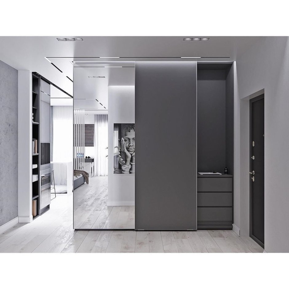 Прихожая серая с белым