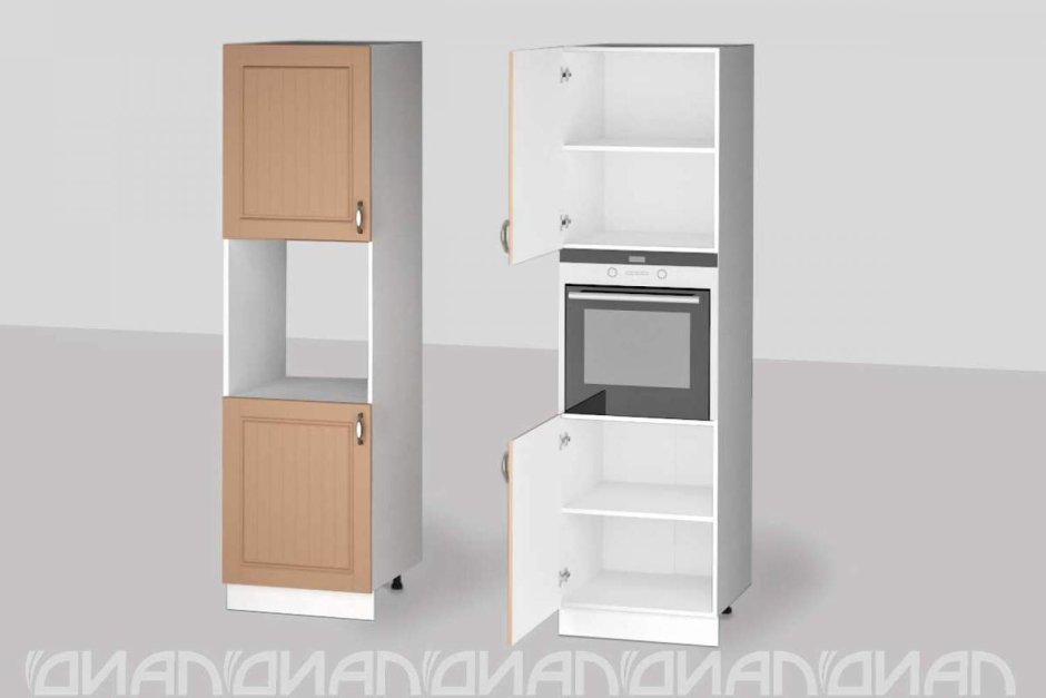 Пенал под духовой шкаф+СВЧ 2-Я-600 мм-2140н (белый "премиум")