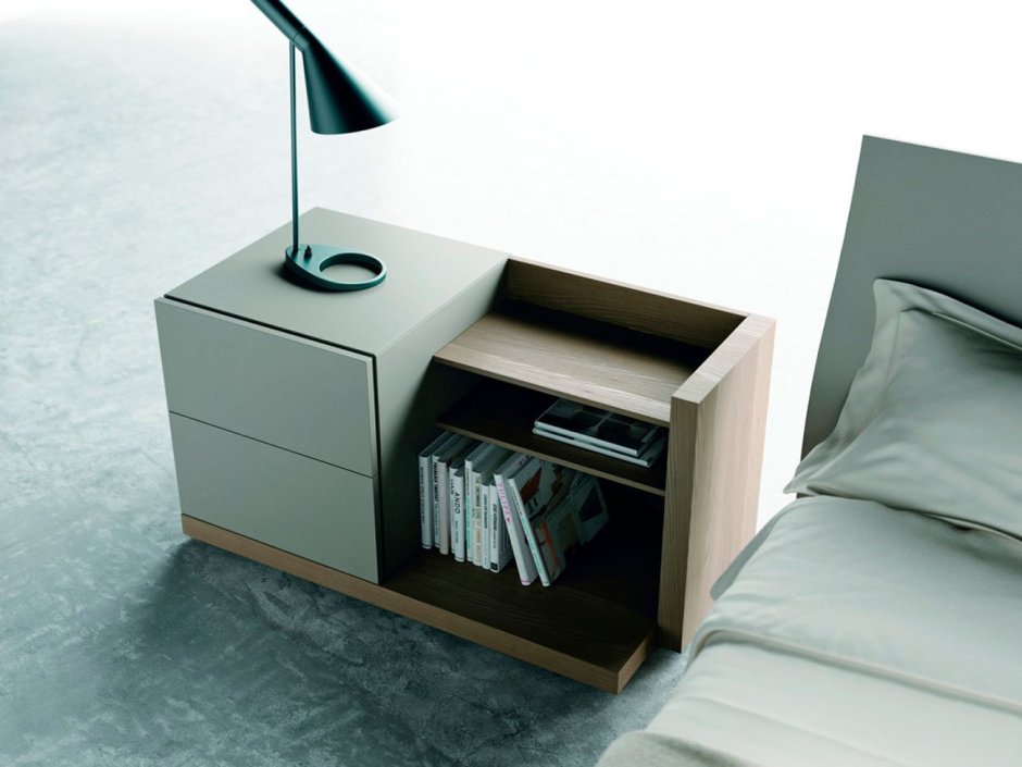 Прикроватная тумбочка с 2 ящиками зеркальная Nightstand