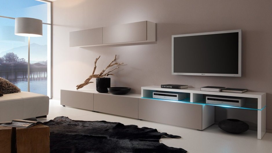 Стенка в гостиную Минимализм со столом