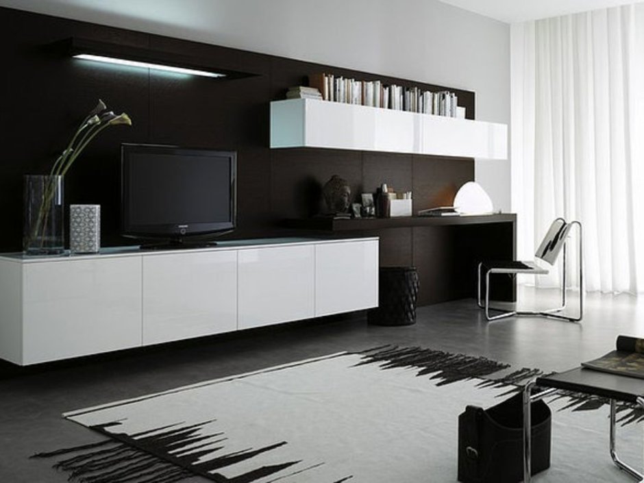 Стенка в гостиную с компьютерным столом