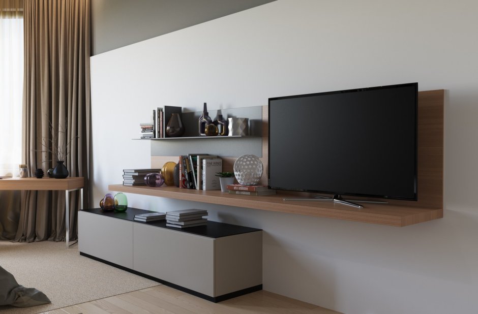 Тумба под телевизор с рабочим столом